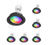 ledscom.de 6X recessed Ceiling Spotlight Fere recessed Frame Black matt swivelling incl. Smart Home RGBW GU10 LED lamp, 5.41W, 473lm