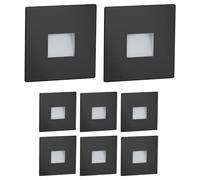 ledscom.de 8 LED Staircase Light/recessed wall Light FOW for Indoors and Outdoors, Downlight, Angular, Black, 85 x 85mm, Warm White