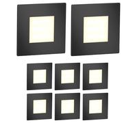 ledscom.de 8X LED stairlight/recessed wall Light FEX for Indoor and Outdoor use, Square, Black, 85 x 85 mm, Warm White