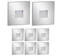 ledscom.de 8X LED stairlight/recessed wall Light FOW for Indoor and Outdoor use, Downlight, Square, Stainless Steel, 85 x 85 mm, Cool White