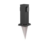ledscom.de Garden socket pillar Polly with ground spike for outdoors, 2-gang, stainless steel, angular, black, 27cm