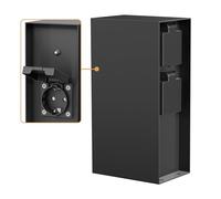 ledscom.de Garden socket pillar POMI for outdoors, IP44, twilight sensor, 3-way, stainless steel, plastic, black, angular, 23 cm, garden socket outlet, outdoor socket outlet, outdoor socket pillar