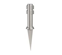 ledscom.de Garden socket pillar PORU with ground spike for outdoors, 4-way, stainless steel, round, 38cm