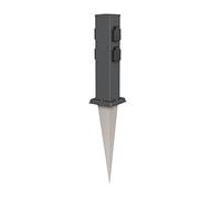 ledscom.de Polly garden socket pillar with ground spike for outdoors, IP44, 4-way, anthracite, square, 38cm