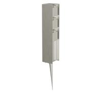 ledscom.de POMI Garden Lamp Holder with Ground Spike for Outdoor, IP44, 3 Way, Stainless Steel, Angled, 33 cm