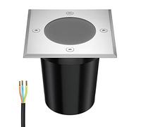 ledscom.de Recessed Floor Light RELI for Outdoor use, IP67, Stainless Steel, Angular, 11 x 11cm, 1x GU10 max. 15W, Frosted