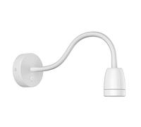 ledscom.de Wall Light POZ, gooseneck, Switch, Porcelain, Steel, White Glossy, Round, 1x E27 max. 300W