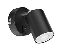 ledscom.de Wall spot WAIKA, Single-lamp, with Switch, GU10, Black matt, incl. 535lm LED GU10 lamp, White