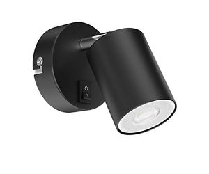 ledscom.de Wall spot WAIKA, Single-lamp, with Switch, GU10, Black matt, incl. 535lm LED GU10 lamp, White
