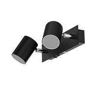 ledscom.de Wall spot WAIKA, Two-Light, with Switch, Black matt + GU10 LED Lamps 3-Step dimming: Each max. 500lm Warm White