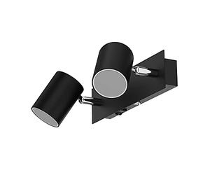 ledscom.de Wall spot WAIKA, Two-Light, with Switch, Black matt + GU10 LED Lamps 3-Step dimming: Each max. 500lm Warm White