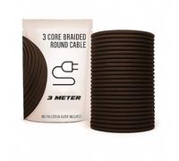 LEDSone 0.75mm Fabric Cable 3m Round Lamp Cord, Braided Electrical Wire with Flexible 7mm Diameter Pure Copper Ideal for Modern Lighting, Pendant Lamps, and Home or Office Electrical Projects