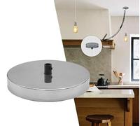 LEDSone 1 Outlet Vintage Chrome Ceiling Rose Light Fitting - 12cm Easy Fit Round Shape Metal Plate with Cord Grip Antique Industrial Design for DIY Ceiling Lighting, Pendant Lights & Chandeliers