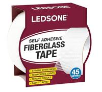 LEDSone 1 Roll Self Adhesive Fiberglass Mesh Scrim Tape 50mm Width 45m Long For Drywall Repair High Strength Joint Reinforcement Heavy Duty Crack Repair Plasterboard Finishing Mold Resistant Durable