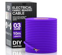 LEDSone 10 Meter 3 Core Electrical Round Wire Industrial Pendant Light Wires Flexible Round Electrical Cord Fabric Covered Lamp Wire for Earthed Pendant Lights with Durable & Stylish (Purple)