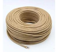 LEDSone 10 Meter 3 Core Electrical Round Wire Industrial Pendant Light Wires Flexible Round Electrical Cord Fabric Covered Lamp Wire for Earthed Pendant Lights with Durable & Stylish (Hemp)