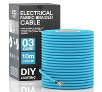 LEDSone 10 Meter 3 Core Electrical Round Wire Industrial Pendant Light Wires Flexible Round Electrical Cord Fabric Covered Lamp Wire for Earthed Pendant Lights with Durable & Stylish (Light Blue)