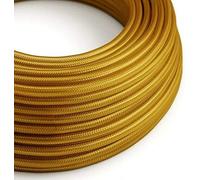 LEDSone 10 Meter / 32.8ft Vintage 2 Core Round Cable 18 Gauge Fabric Cloth Covered Electrical Wire, 2 Conductors Modern Cloth Covered Wire for Pendant Light Industrial DIY Project (Gold)