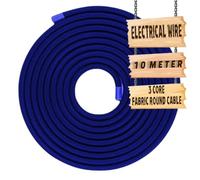 LEDSone 10 Meter Vintage 3 Core Round Electrical Cable Fabric Covered Wire Italian Braided 0.75mm Braided Lamp Wire Twin and Earth Cord PVC Flexible Wire for Lighting Other Appliances