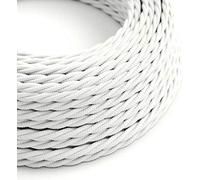 LEDSone 10 Meters/32.8FT White Braided Cable, 2 Core Vintage Braided Flex Cable Twisted Fabric Electrical Wire for DIY Lamps Industrial Pendant Lights Lighting Appliances