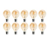 LEDSone 10 Pack 3/6/10 Pack B22 Screw Bulb,Led Edison Light Bulb, Dimmable Retro E27 Screw Bulb,220V 4W(40W Equivalent) 450 Lumen Warm White 2700K CRI>90,G80 Led Filament Light Bulb,90% Energy Saving