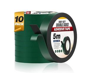 LEDSone 10 Pack Black Foam Double Sided Tape 2.4cm x 5m - Heavy Duty IXPE Mounting Sponge Tape Adhesive Waterproof High Tack for Automotive, Outdoor, DIY & Construction, Car Trims Numberplates