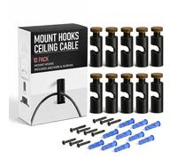 LEDSone 10 Pcs Ceiling Cable Mount Hooks for Swag Chandelier and Spider Lighting Minimalist Cord Keeper Easy Fit Metal Hook with Screw for Pendant Light Cable