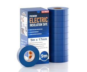 LEDSone 10 Roll Blue 9 M x 1.7cm PVC Insulation Electrical Tape | Insulating PVC Tape PVC Insulating Tape High Voltage Electrical Insulation, Waterproof, Durable, for Home, Office, and DIY Projects