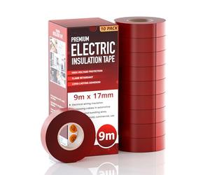 LEDSone 10 Roll Red 9 M x 1.7cm PVC Insulation Electrical Tape | Insulating PVC Tape PVC Insulating Tape High Voltage Electrical Insulation, Waterproof, Durable, for Home, Office, and DIY Projects