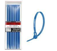 LEDSone 100 Pack of 3.6mmx300mm Reusable Cable Ties, Heavy Duty with 40lbs Tensile Strength Blue Releasable Adjustable Cable Ties, 12" Premium Tie Wraps, Strong Nylon Zip Ties