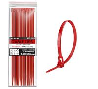 LEDSone 100 Pack of 3.6mmx300mm Reusable Cable Ties, Heavy Duty with 40lbs Tensile Strength Red Releasable Adjustable Cable Ties, 12" Premium Tie Wraps, Strong Nylon Zip Ties