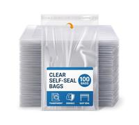 LEDSone 100 Pack Self Adhesive Clear Cellophane Bags 3.9 × 6.3 inch