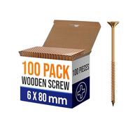 LEDSone 100 Pcs 6 x 80mm Wood Screws Advanced Multipurpose Design Patented Self Tapping Self Countersinking with Ultra-Sharp Quick Grab Point