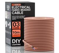 LEDSone 10M Rose Gold 3 Core Braided Fabric Flex Wire for Lighting