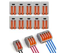 LEDSONE 10pcs Lever Nut Wire Connectors Electrical 2 Port Terminal Block Spring Wire Push Clamp Quick Compact Splicing Connectors for Circuit Inline, Flame retardant