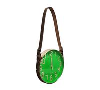 LEDSone 12 Inch (30cm) Wall Clock Hanging Leather Belt Round Creative Wall Clocks with Battery Operated Modern Style for Home/Office/Bedroom/Living Room, Green