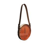 LEDSone 12 Inch (30cm) Wall Clock Hanging Leather Belt Round Creative Wall Clocks with Battery Operated Modern Style for Home/Office/Bedroom/Living Room, Orange