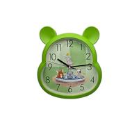 LEDSone 12 Inch Children's Wall Clock Silent Non Ticking Wall Clocks Green Bear Shaped Kids Wall Clocks Analogue, Easy to Read Dial Battery Operated Clocks for Children Bedroom, Living Room & Nursery