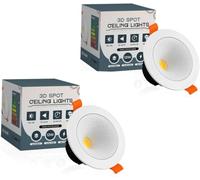 LEDSone 12W Recessed Ceiling Spotlight, 900LM Warm White 2700K Downlight, Ultra Slim Round Aluminium Ceiling Light, Cut Out 75-95mm, AC85-265V Indoor Ceiling Lighting (2 Pack)