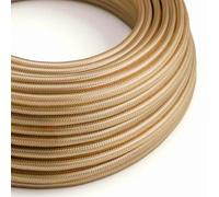 LEDSone 16.4ft Vintage 2 Core Round 18 Gauge Light Gold Cable Fabric Cloth Covered Electrical Wire, 5m 2 Conductors Lamp cable Modern Cloth Covered Wire for Pendant Light Bulb Industrial DIY Project.