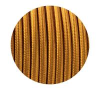 LEDSONE 1Meter Fabric Cable Electrical Wire, 2 Core 0.75mm² Round Fabric Cable, Vintage Cloth Braided Wire for DIY Lamps Industrial Pendant Lights Lighting DIY Projects (Gold 1M)