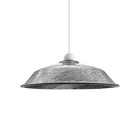 LEDSone 1PCS Retro Style Brushed Silver Metal Easy Fit Ceiling Pendant Light Shade, 26cm Industrial Vintage Look Lamp Shade (Free Reducer Plate)