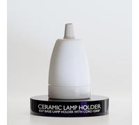 LEDSone 1PCs Vintage Ceramic Lamp Socket E27 Base Lamp Holder with Cord Grips, Industrial Porcelain Lamp Light Bulb Holder - White