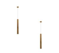 LEDSone 2 Back Modern Gold Cylinder Pendant Light Slim Tube Ceiling Light Fitting, Contemporary Hanging Lamp for Kitchen Island, Dining Room & Bar Adjustable Drop