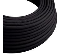 LEDSone 2 Core 5 Meters Black Colour Round Fabric Cable, Vintage Style Italian Braided 0.75mm Flexible Lighting Electrical Cable for UK Lighting.