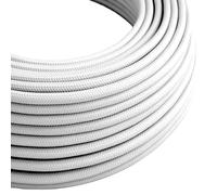 LEDSone 2 Core Round 5 Meters Multi Colour Fabric Flex 18 Gauge wire, Vintage Style Italian Braided 0.75mm Flexible Lighting Electrical Cable for UK Lighting (White)