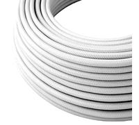 LEDSone 2 Core White Wire 1m Vintage Round 18 Gauge Cable Fabric Cloth Covered Electrical Wire, 3.28ft 2 conductors Lamp cable Modern Cloth Covered Wire Flexible Braided Antique Wire Lighting Cord