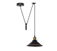LEDSone 2 Head 22cm Gold line Black Cone Pulley Spider Pendant Light, Industrial Hanging Ceiling Lamp with E27 Base & 2M Adjustable Cord for Farmhouse Kitchen, Dining, Hallway
