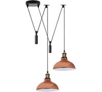 LEDSone 2 Head Ceiling Pendant Spider Light, 29cm Metal Light Shade, Adjustable 195cm Cord, Vintage Edison 60w E27 Bulb Base, Industrial Retro Lighting, Island Lamp for Dinner Room Kitchen, Rose Gold