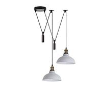 LEDSone 2 Head Ceiling Pendant Spider Light, 29cm Metal Light Shade, Adjustable 195cm Cord, Vintage Edison 60w E27 Bulb Base, Industrial Retro Lighting, Island Lamp for Dinner Room Kitchen, White